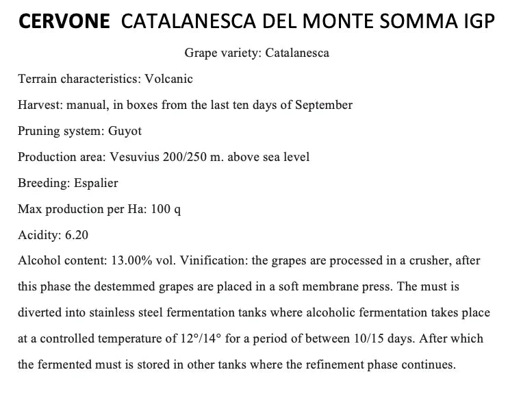 Cervone Catalanesca del Monte Somma PGI