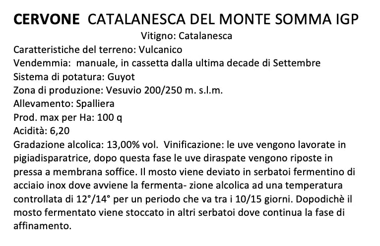 Cervone Catalanesca del Monte Somma PGI