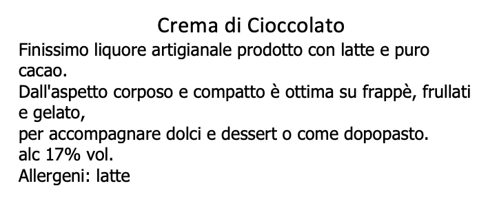 Crema Cioccolato - Liquore Artigianale