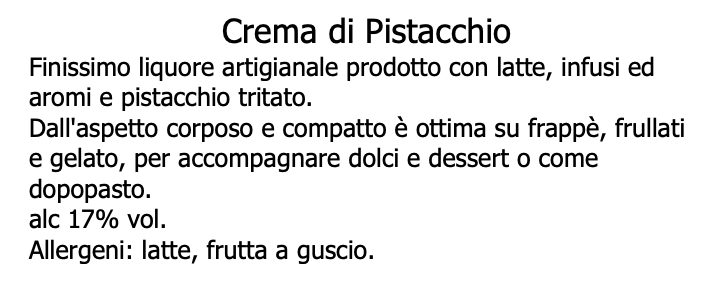 Crema Pistacchio - Liquore Artigianale