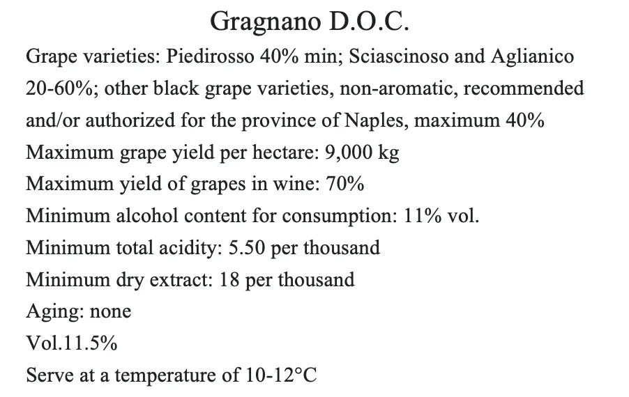 Gragnano Rosso Frizzante D.O.C.