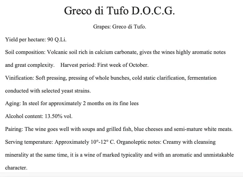Greco di Tufo D.O.C.G.