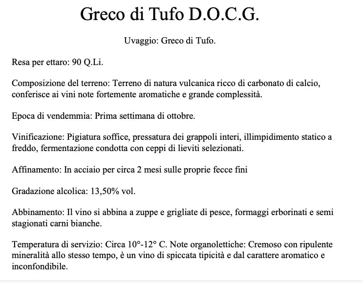 Greco di Tufo D.O.C.G.
