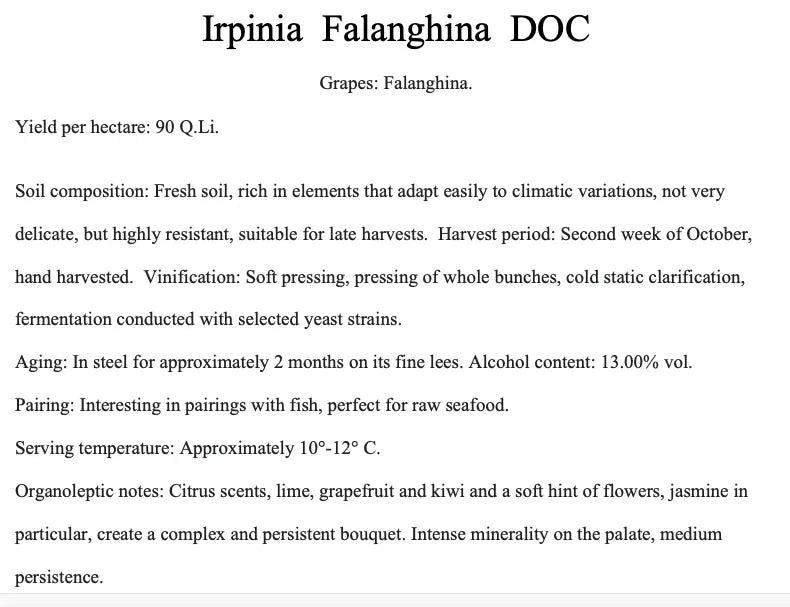 Falanghina Irpinia D.O.C.