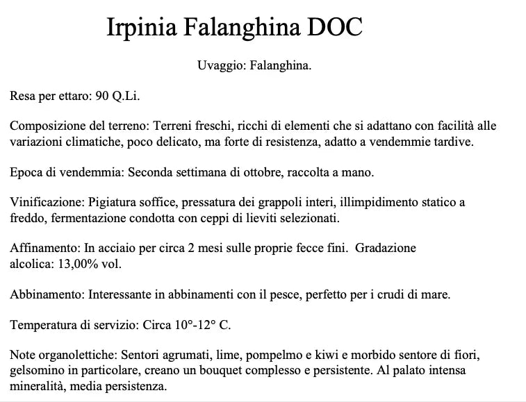 Falanghina Irpinia D.O.C.