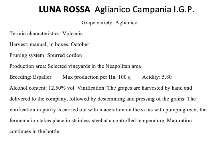 Luna Rossa Aglianico della Campania I.G.P.
