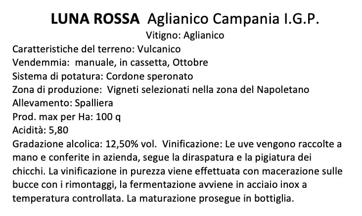 Luna Rossa Aglianico della Campania I.G.P.