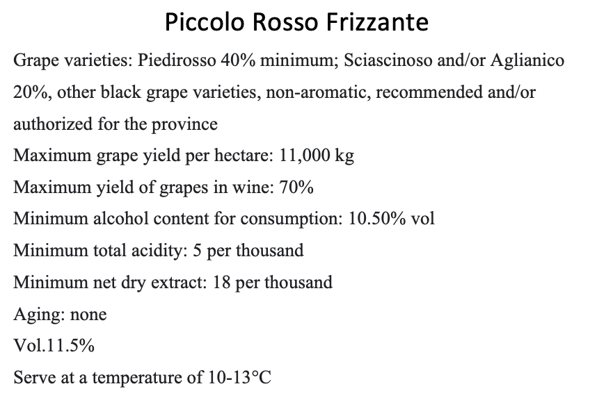 "Piccolo" Sparkling Red