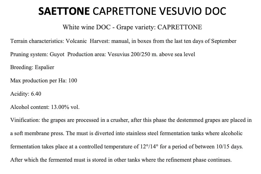 Saettone Caprettone del Vesuvio DOC