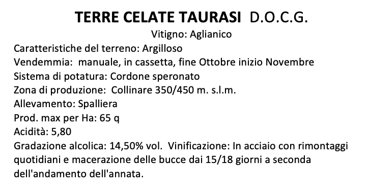 Terre Celate Taurasi DOCG