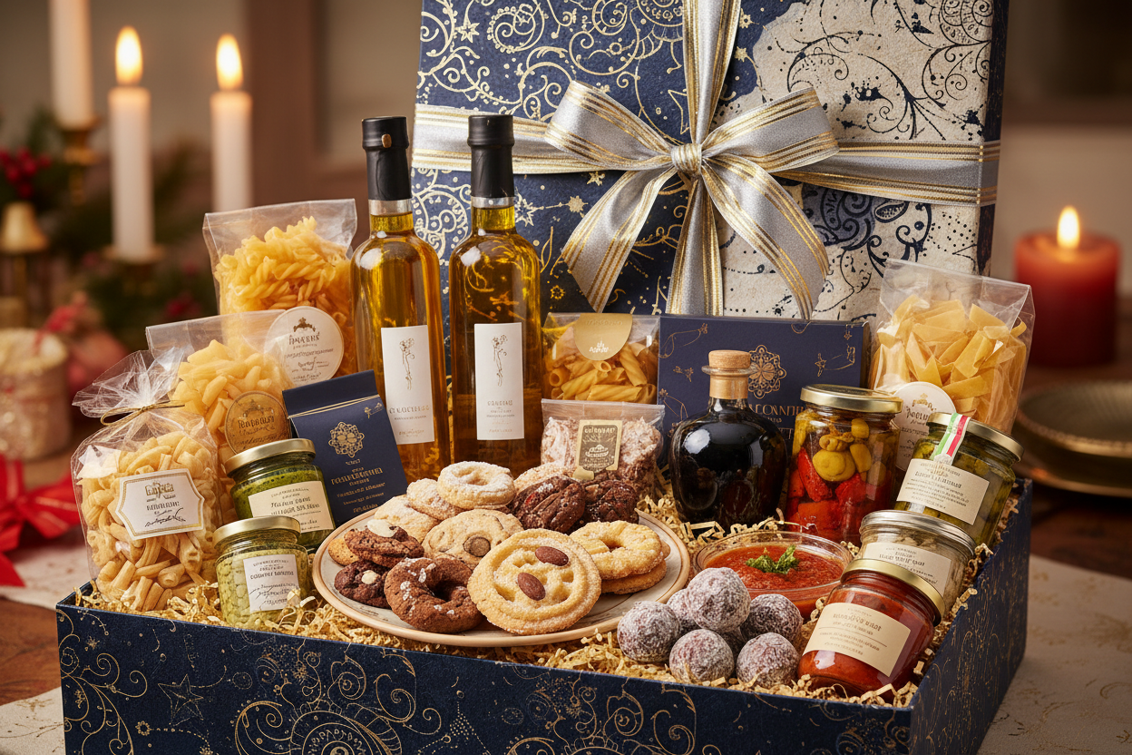 box regaloper cenone di capodanno in famiglia. Escludi anettone, scritta buone feste, salumi, formaggi, vino